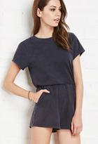 Forever21 Women's  Burnout Button-back Romper (navy)