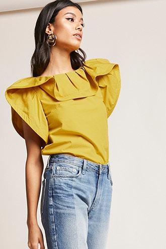Forever21 Poplin Dramatic Flounce Top