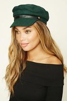 Forever21 Women's  Hunter Green Anchor Wool-blend Cabby Hat