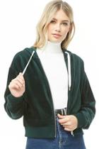 Forever21 Ribbed Velvet Zip-up Hoodie