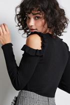 Forever21 Ruffle Open-shoulder Sweater
