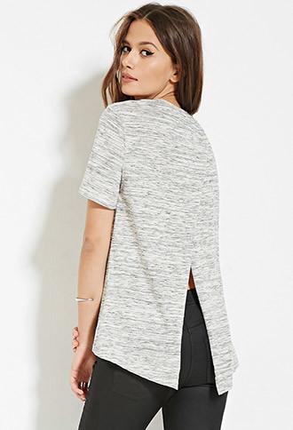 Love21 Women's Contemporary Marled Tulip-back Tee