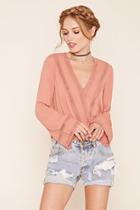 Forever21 Women's  Mauve Bell Sleeve Surplice Top