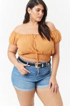 Forever21 Plus Size Smocked Off-the-shoulder Crop Top