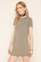 Love21 Women's  Olive Contemporary T-shirt Dress