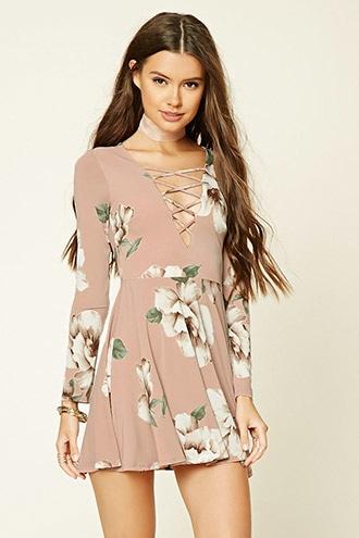 Forever21 Women's  Crisscross Skater Mini Dress