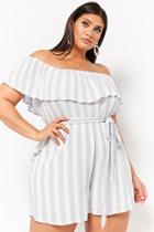 Forever21 Plus Size Striped Off-the-shoulder Romper