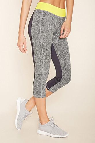 Forever21 Women's  Heather Grey Active Marled Capri Leggings