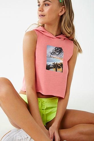 Forever21 Beach Graphic Hooded Muscle Tee