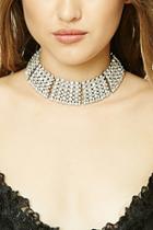 Forever21 Silver & Clear Faux Pearl Collar Necklace