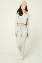 Forever21 Women's  Heather Grey High-rise Waffle Knit Pants
