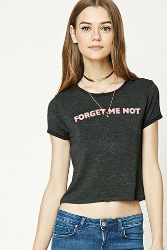 Forever21 Women's  Forget Me Not Ringer Tee