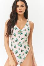 Forever21 Toucan & Leaf Print One-piece Swimsuit