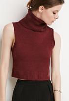 Love21 Women's  Contemporary Turtle Neck Sweater Vest (burgundy)