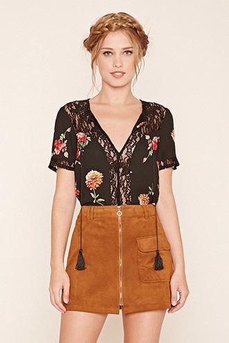 Love21 Women's  Contemporary Lace Panel Top