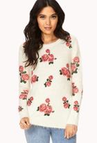 Forever21 Women's  Retro Rose Shag Sweater