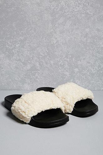 Forever21 Men Repurposed Sherpa Slides
