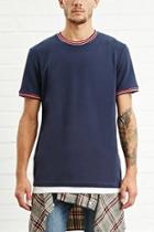 21 Men Men's  Stripe-trim Ribbed Tee
