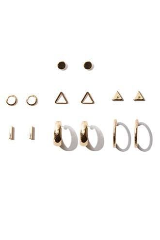 Forever21 Geo Stud & Hoop Earring Set