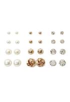 Forever21 Faux Pearl Stud Set (gold/clear)