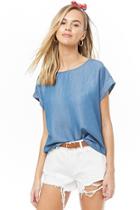 Forever21 Cuffed-sleeve Chambray Top