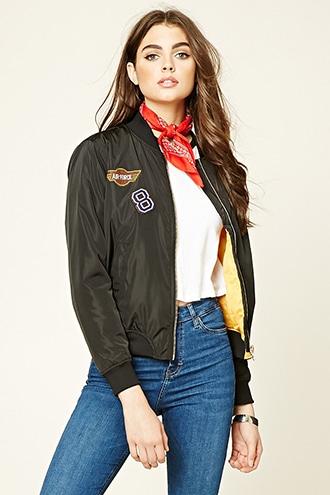 Forever21 Women's Air Force Patched Bomber Jacket