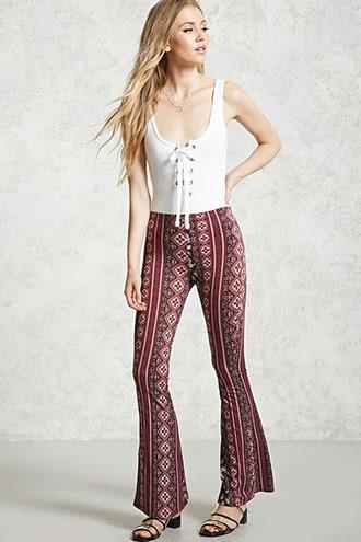 Forever21 Abstract Print Flare Pants