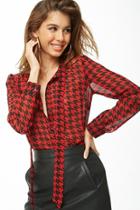 Forever21 Chiffon Houndstooth Shirt