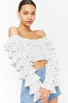 Forever21 Polka Dot Tiered Flounce Crop Top