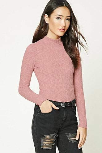 Forever21 Women's  Fleece Mock Neck Top