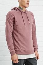 21 Men Men's  Mauve Distressed French Terry Hoodie