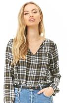 Forever21 Plaid Tie-neck Top