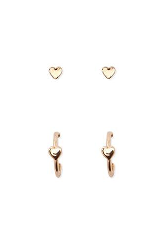 Forever21 Heart Stud & Hoop Set