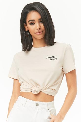 Forever21 Ciao Embroidered Graphic Tee