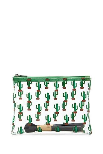 Forever21 Cactus Print Makeup Bag