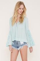 Forever21 Women's  Lace-paneled Crepe Top