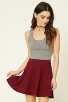 Forever21 Women's  Burgundy Stretch-knit Flared Skirt