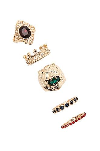 Forever21 Gold Faux Gem Lion Ring Set
