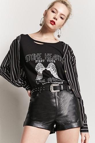 Forever21 Cuffed Faux Leather Shorts