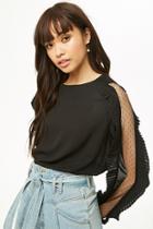 Forever21 Pleated-trim Sleeve Top