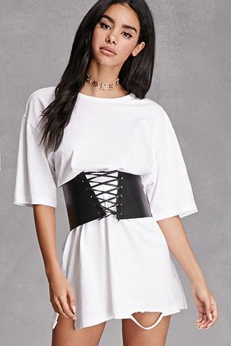 Forever21 Women's  Lambskin Lace-up Corset