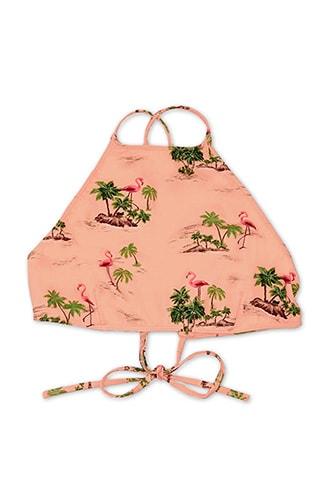 Forever21 Flamingo Print High-neck Bikini Top