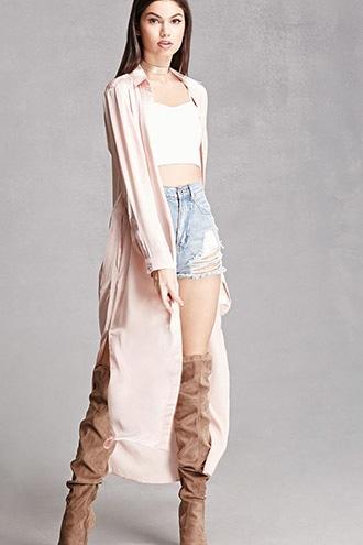 Forever21 Longline Satin Shirt Dress