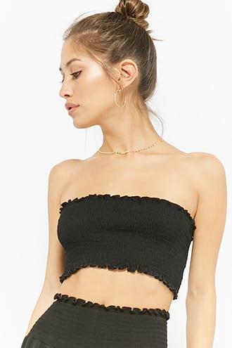 Forever21 Smocked Cropped Tube Top