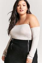 Forever21 Plus Size Metallic Off-the-shoulder Crop Top