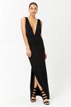 Forever21 Plunging Ribbed Knit Maxi Dress