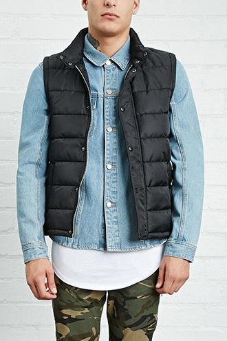 21 Men Men's  Nylon Puffer Vest