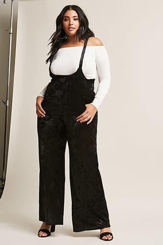 Forever21 Plus Size Crushed Velvet Overall Jumpsuit
