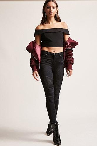Forever21 Mid-rise Moto Jeans