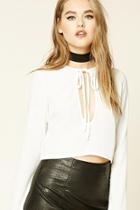 Forever21 Women's  Self-tie Plunging Neck Top